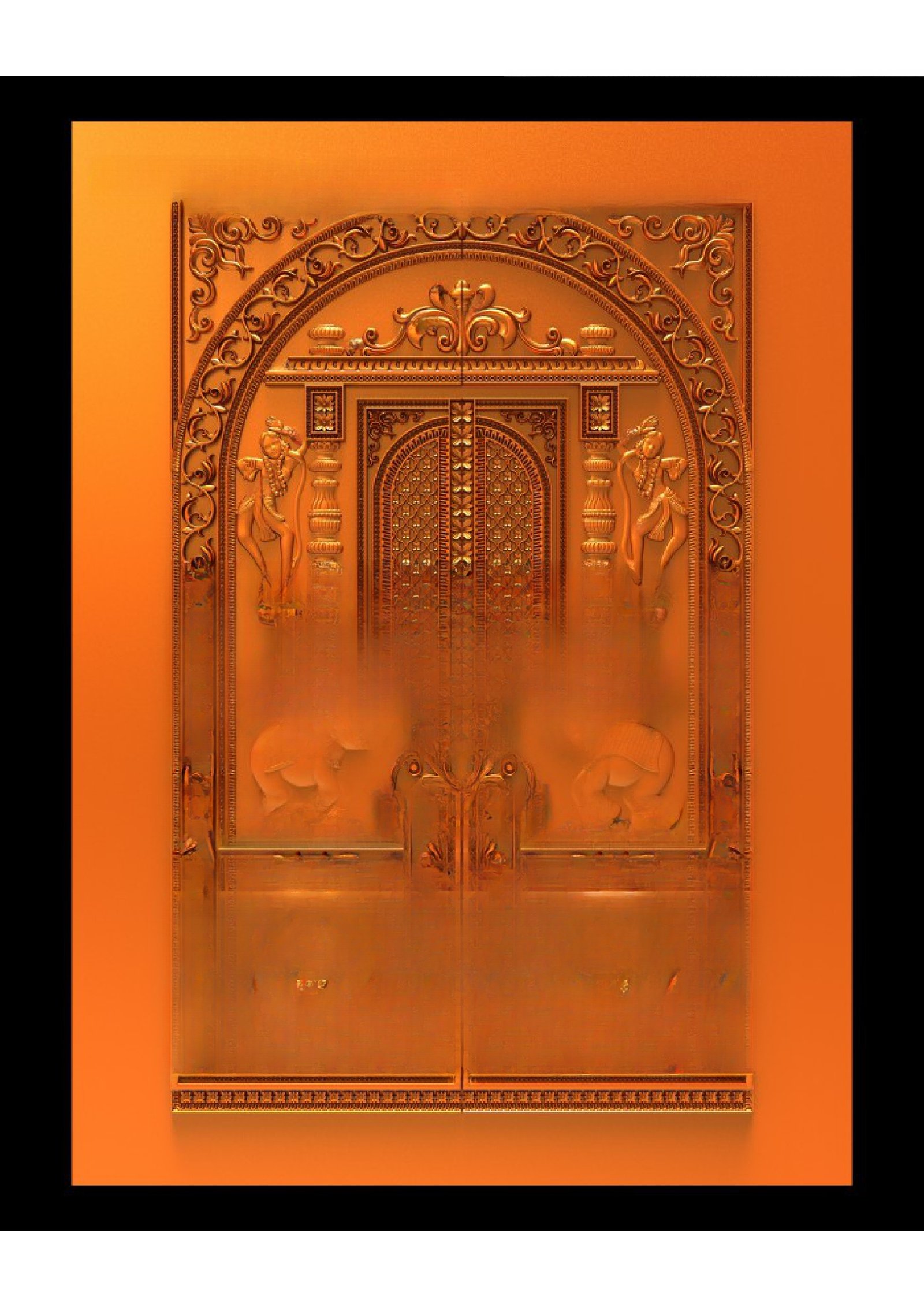 GSK NEW YEAR DOORS - PAGE-17 Traditional Lord Krishna Divine Carved Temple Door 3D Model
